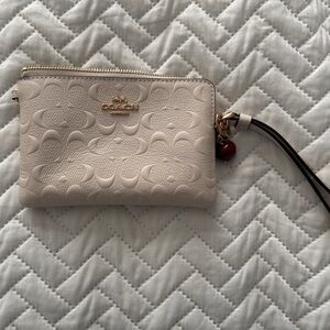 Coach Off White Embossed Wristlet